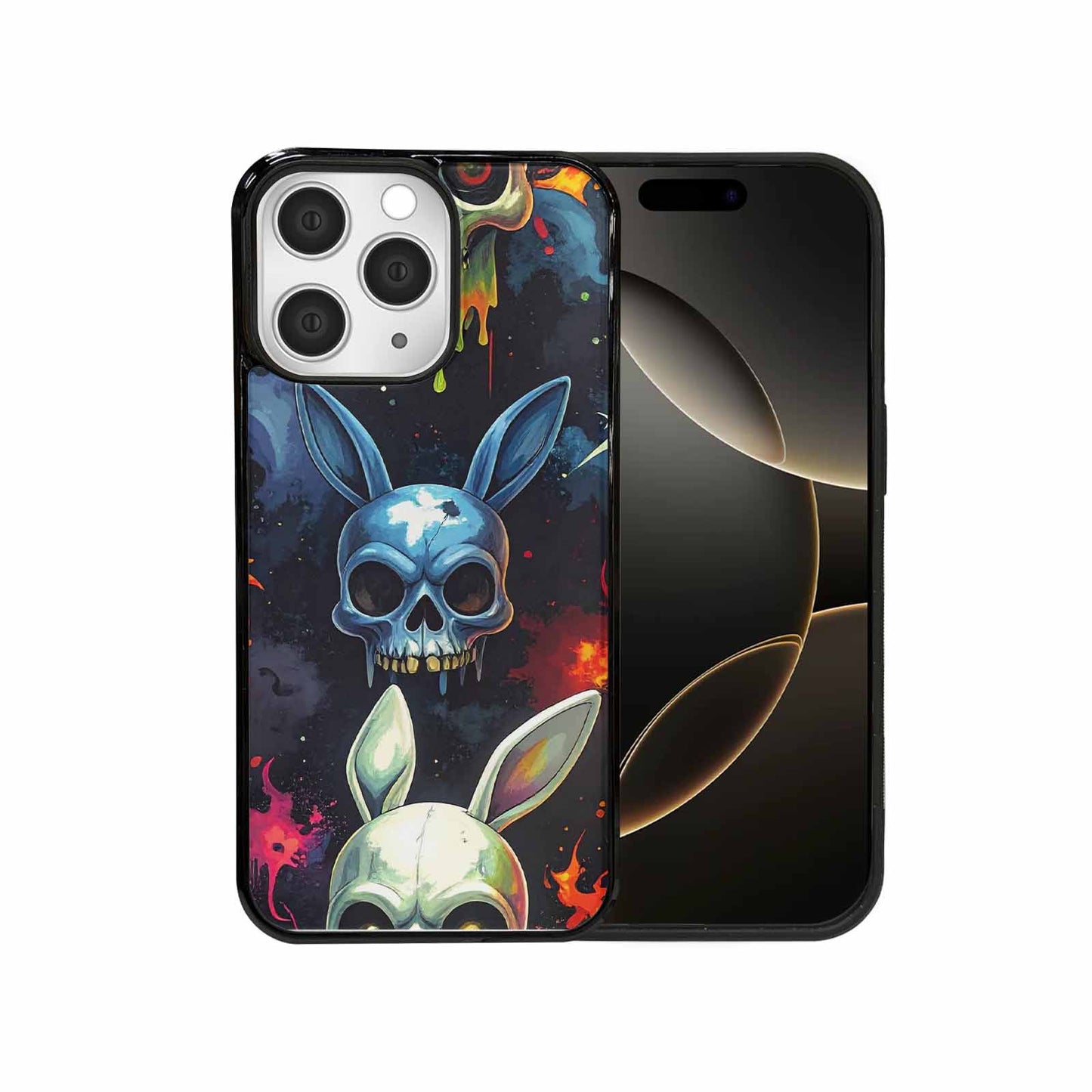 iPhone 15 Pro Max Case — Radioactive Ghost Bunny Skull Small Radioactive, Custom Art Phone Cover