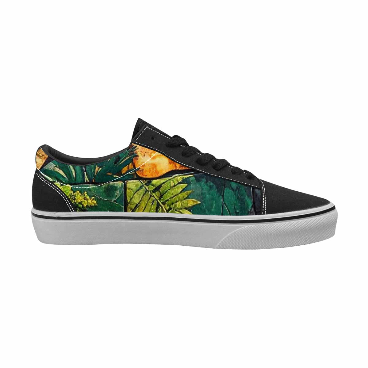 WOMEN'S Dinosaur Silhouette Canvas Lace-Up Neon Fantasy Custom Shoes