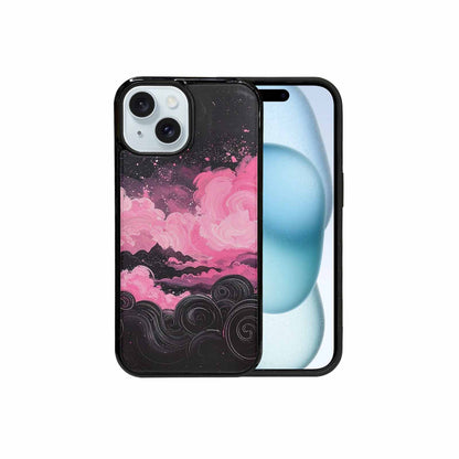 iPhone 15 Case — Van Gogh Swirl Black Pink Ink, Custom Designed Case Cover