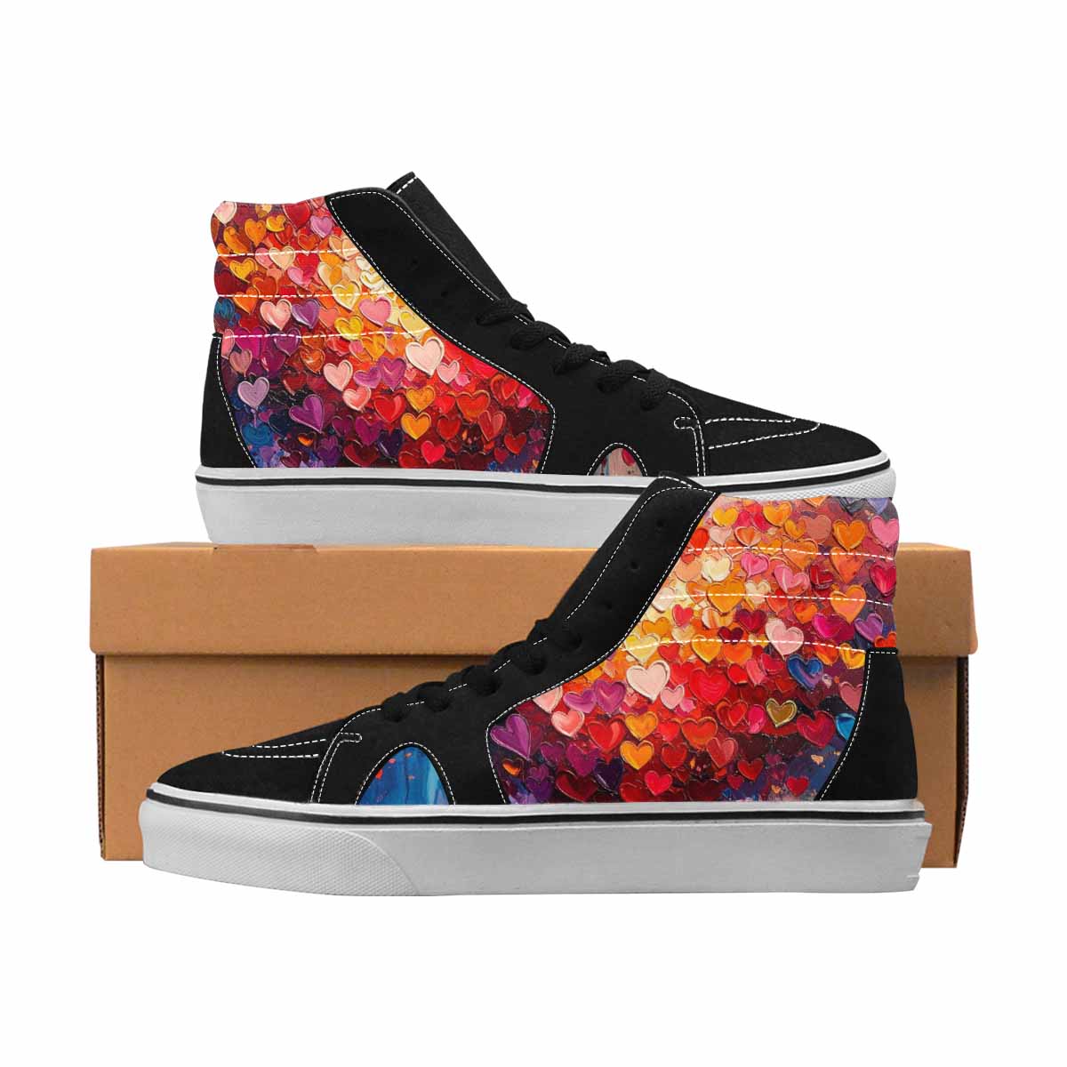 MEN'S Hearts Full Color High Top Canvas Original Design Dark Academia Custom Shoes