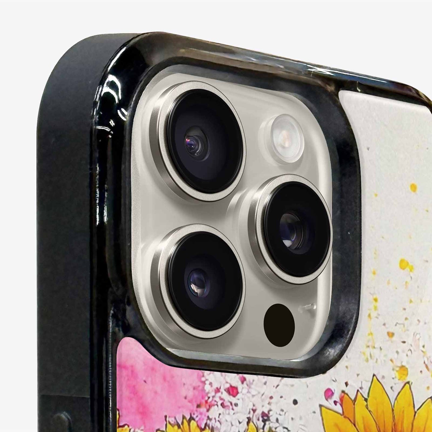 iPhone 16 Pro Max Case — Sunflower Burst Black Pink Ink Sunflowers, Custom Made Phone Cover