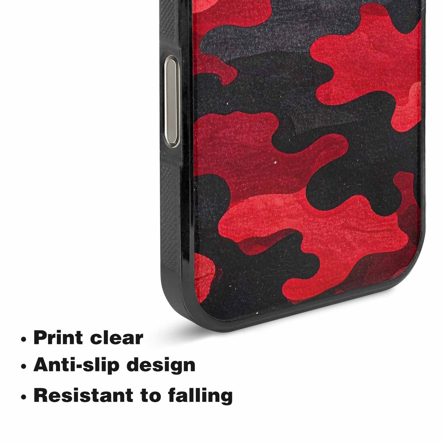 iPhone 16 Pro Case — Tactical Camo Red Black, Customized Protective Case
