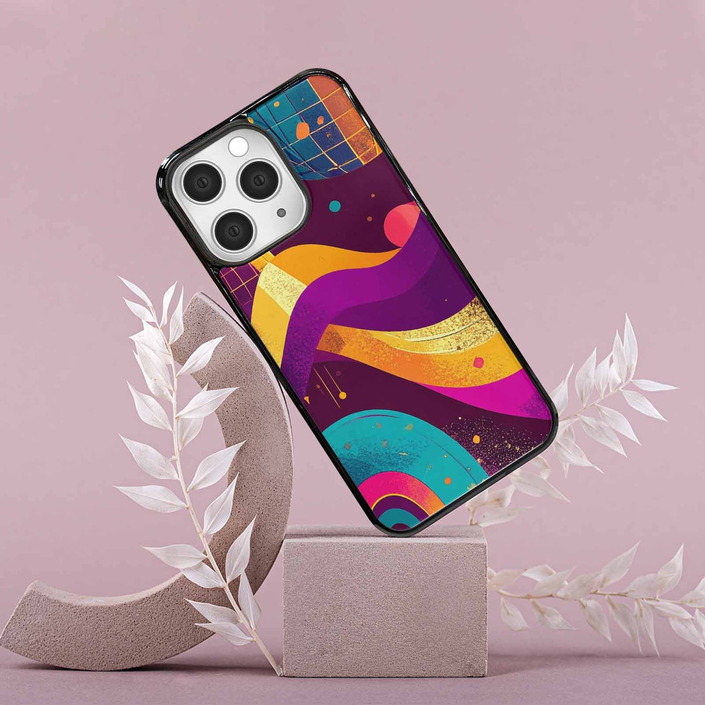 iPhone 15 Pro Max Case — 1970s Disco Art Pattern, Custom Print Case Cover