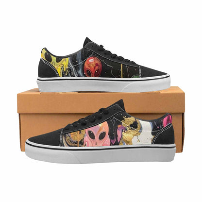 WOMEN'S Aliens  Marble Melting Lace-Up Canvas Vibrant Chaos Custom Sneakers