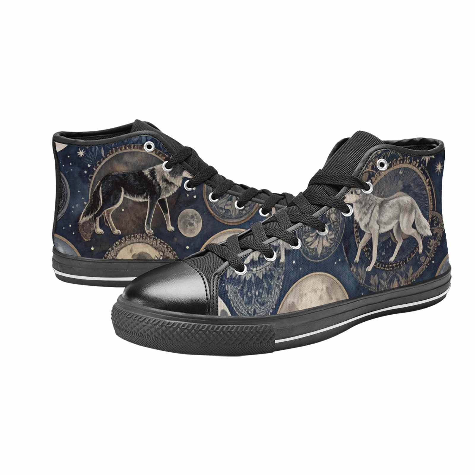 MEN'S Wolves Everywhere Collage High Top Canvas Vivid Custom Shoes