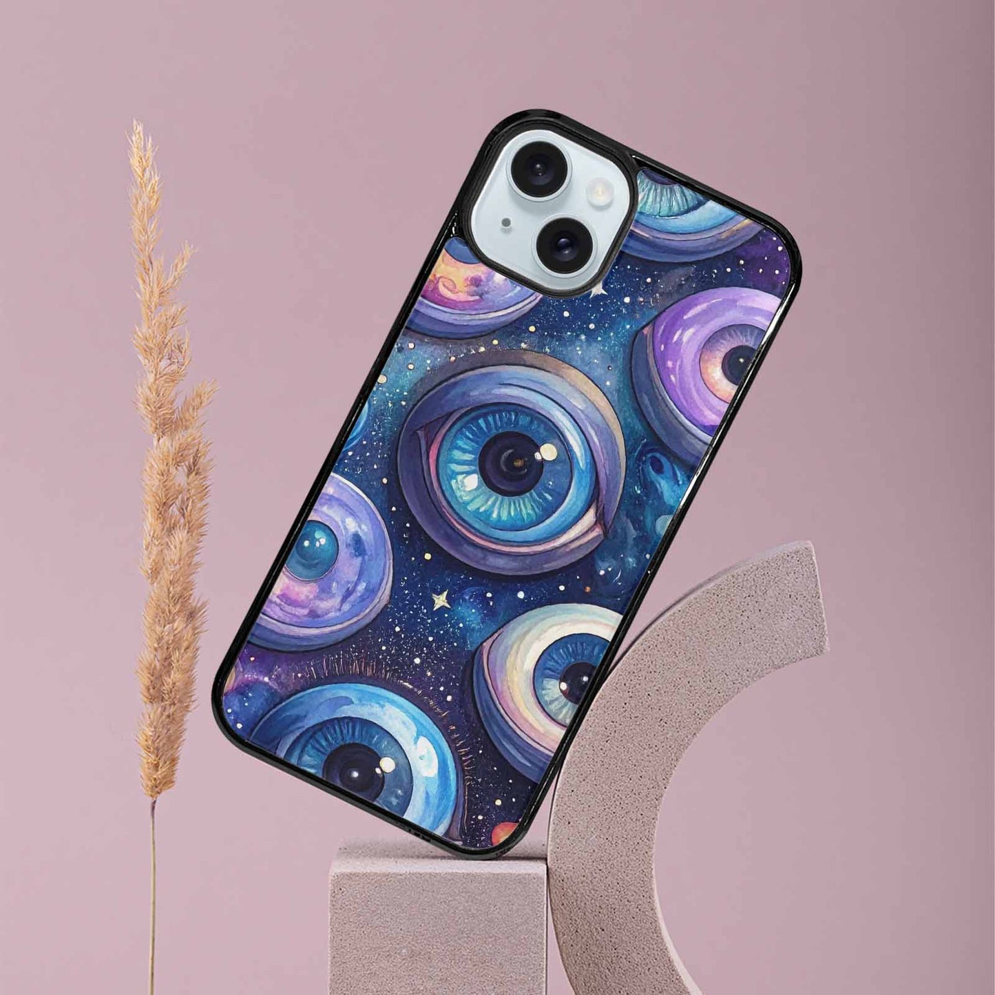 iPhone 15 Plus Case — Cartoon Eyeballs Galaxy Personalized Phone Cover, Custom Made Phone Cover