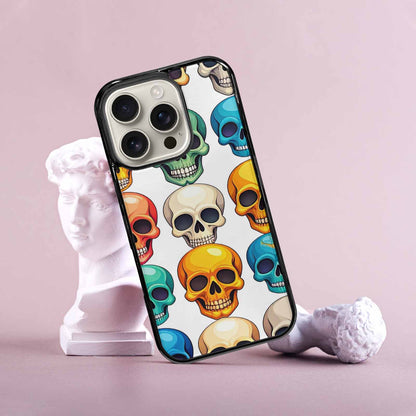 iPhone 16 Pro Case — Vibrant Skull Seamless, Custom Print Case Cover