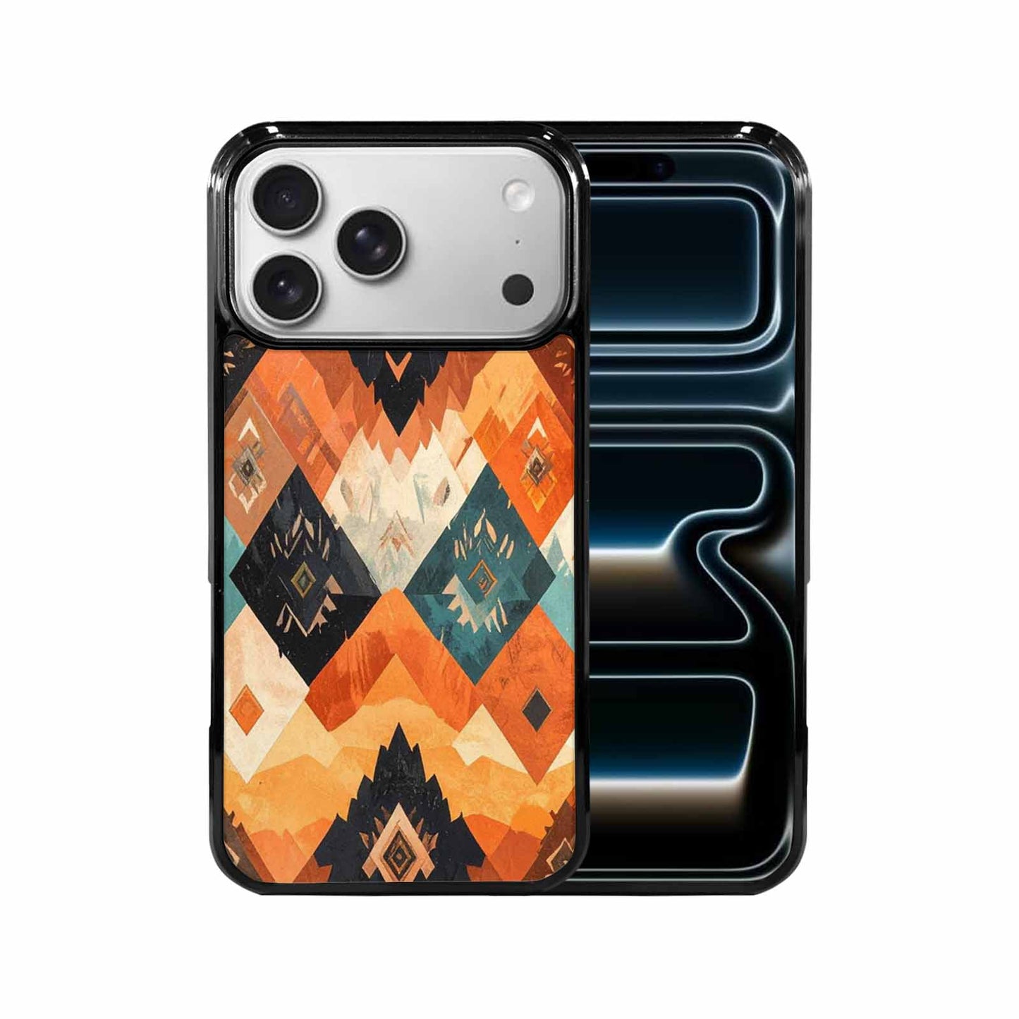 iPhone 17 Pro Max Case — Small Southwestern Geometric Diamond Original Art, Personalized Phone Case