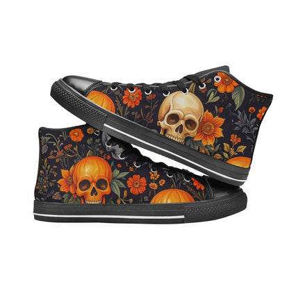 WOMEN'S Skulls - Halloween High Top Canvas Cottagecore Sneakers