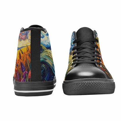 WOMEN'S Van Gogh-Style Swirl High Top Canvas Dreamcore Custom Shoes
