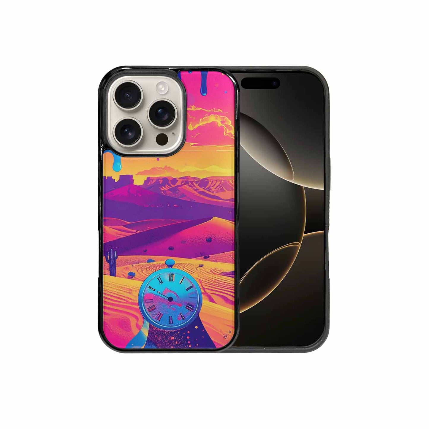 iPhone 16 Pro Case — I Surrealist Dreamscape Pattern Melting Clocks, Original Design Phone Case