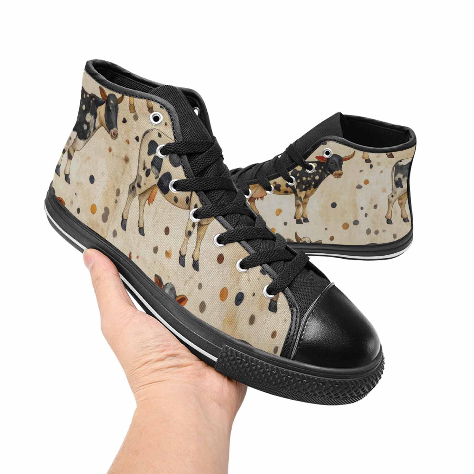 WOMEN'S Cow Animal Print High Top Canvas Y2K Custom Shoes