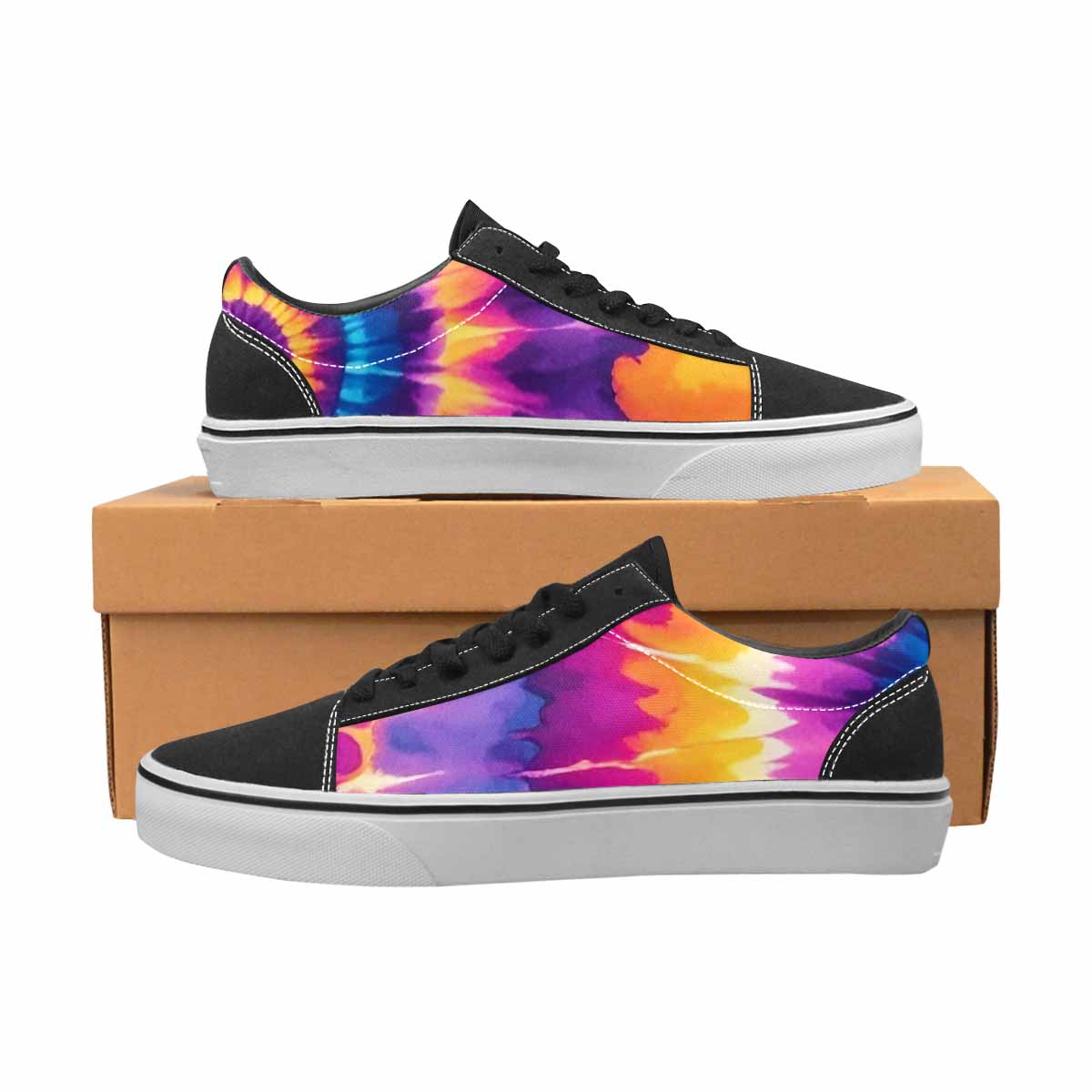 MEN'S Tie Dye Neon Spiral Burst Canvas Lace-Up Vivid Custom Sneakers