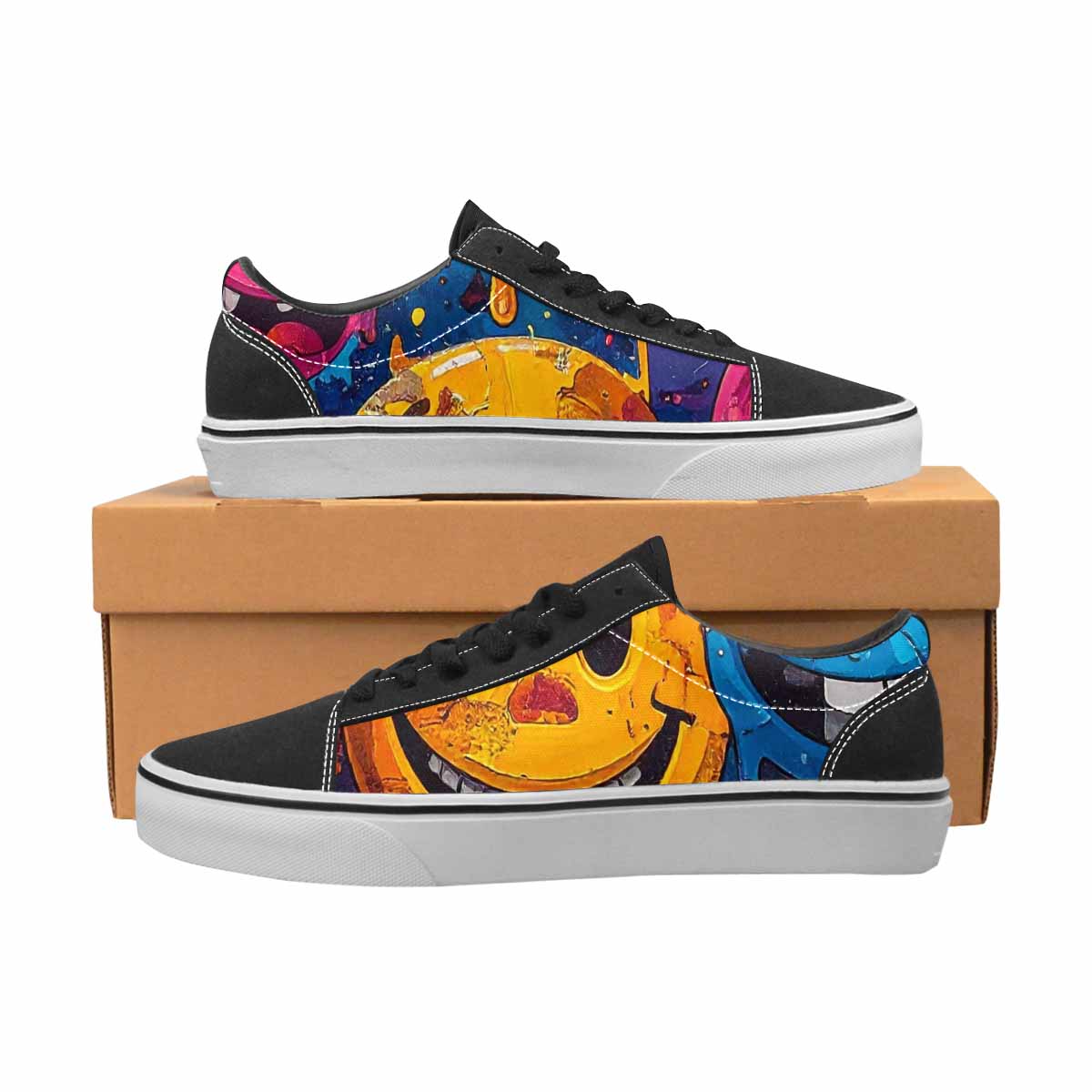 WOMEN'S Melting Moon Smiley Lace-Up Canvas Cottagecore Sneakers