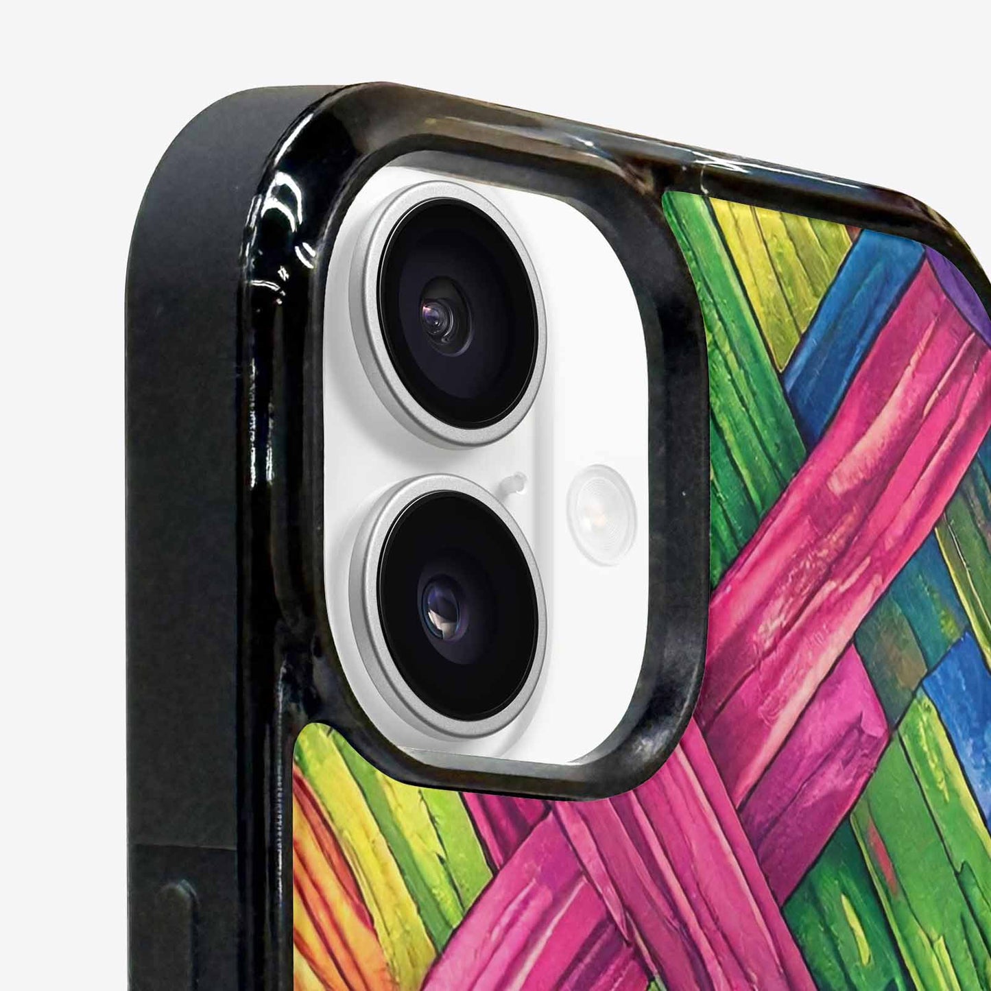 iPhone 16 Plus Case — Polysexual Flag Color Theme Small Rainbow, Personalized Phone Case