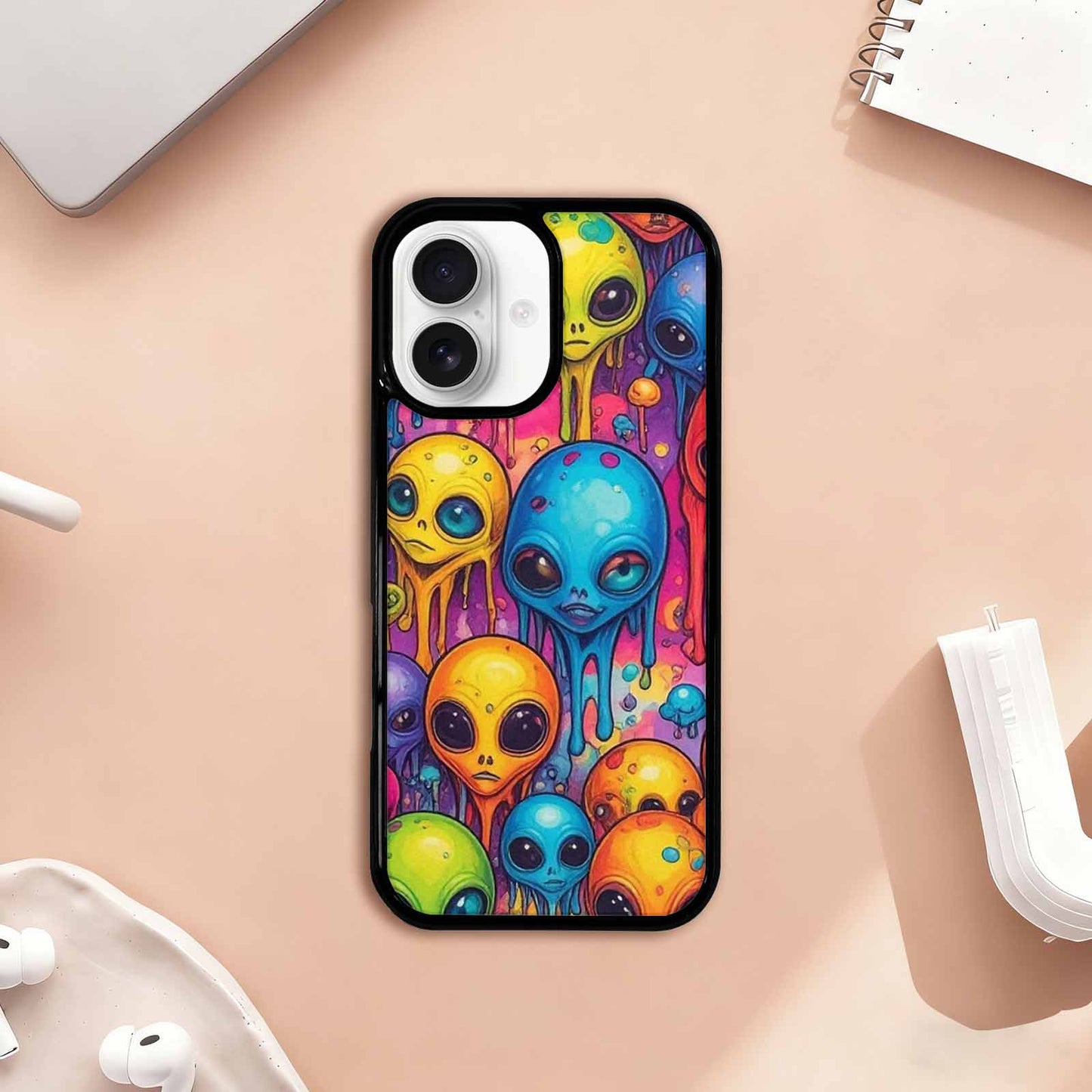 iPhone 17 Case — Melting Aliens Pattern Alien Scifi, Personalized Phone Case