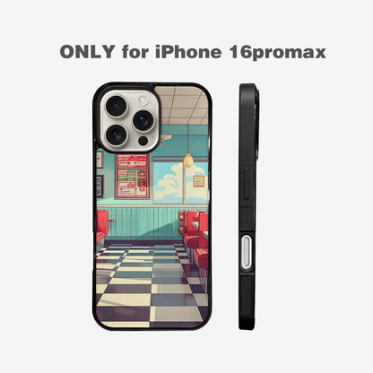 iPhone 16 Pro Max Case — 1950s Diner Cartoon Art Pattern, Original Design Phone Case