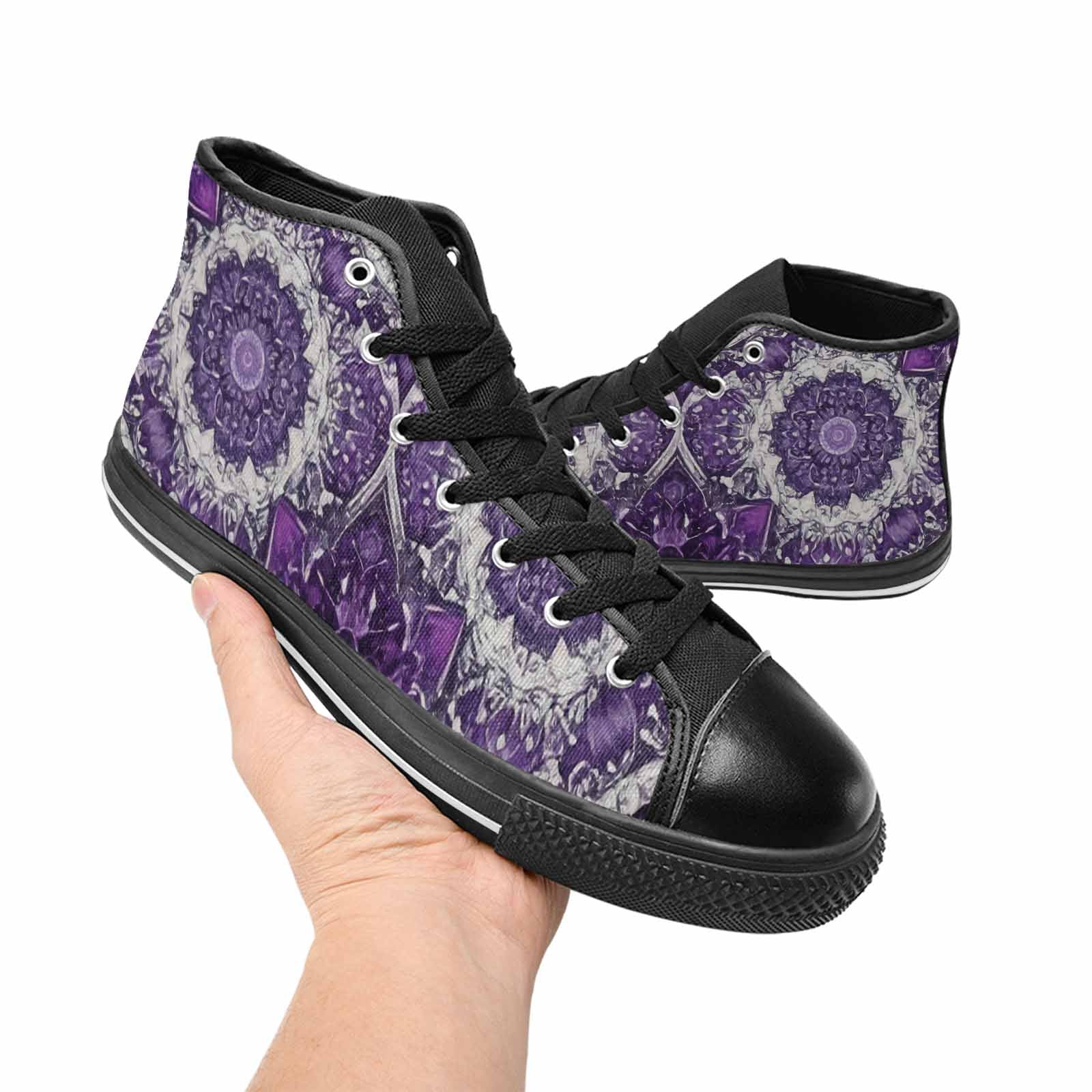 WOMEN'S Mandala High Top Canvas Vibrant Chaos Custom Sneakers