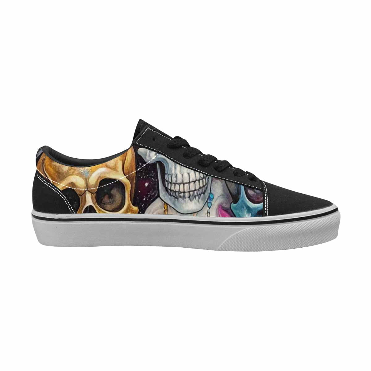 WOMEN'S Skulls  Marble Skulls Lace-Up Canvas Vivid Sneakers