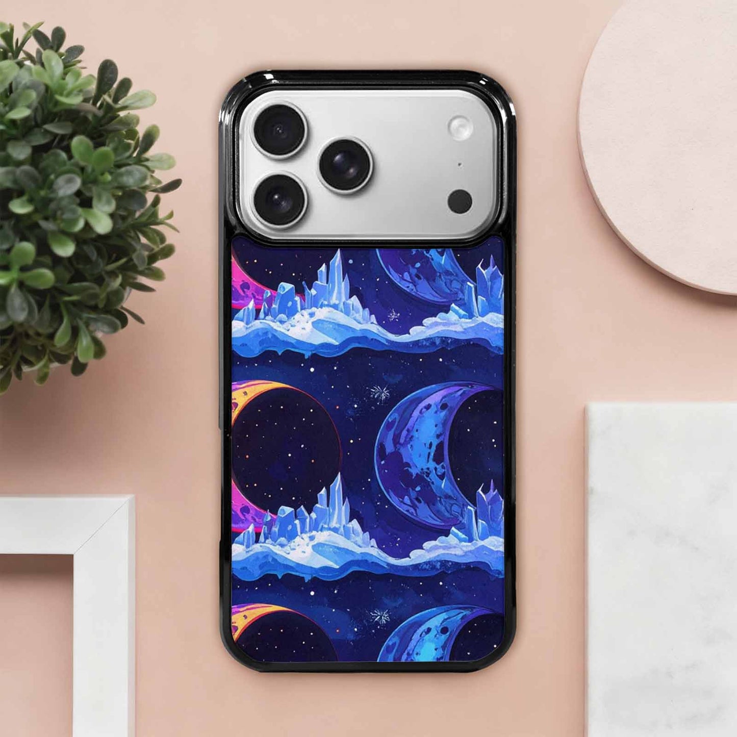 iPhone 17 Pro Max Case — Neon Winter Moon Cartoon Cute, Custom Phone Case