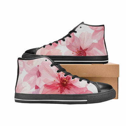 WOMEN'S Japanese Cherry Blossom High Top Canvas Wallpaper Art Custom Shoes
