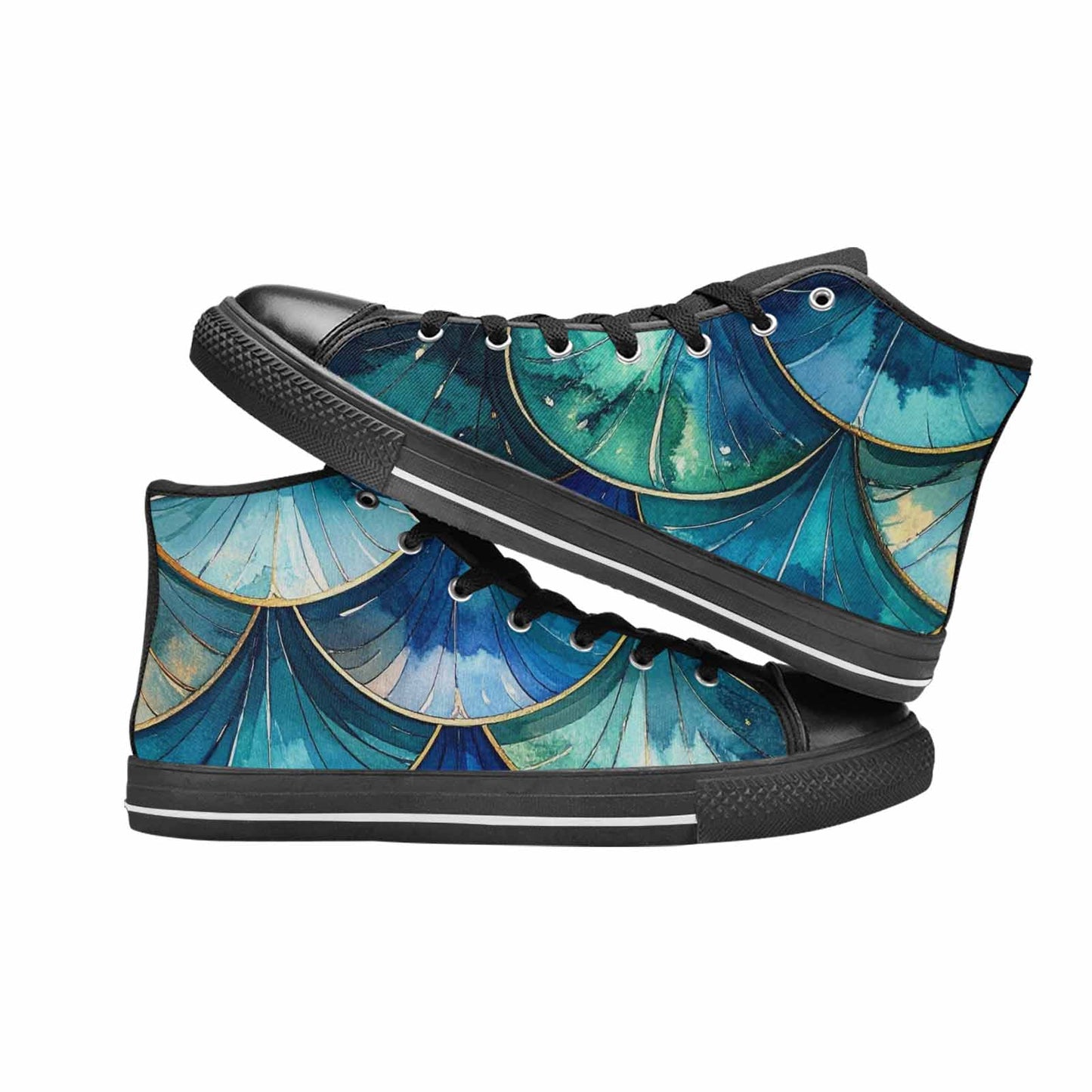 MEN'S Mermaid Scale High Top Canvas Wallpaper Art Shoes