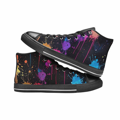 WOMEN'S Paint Splatter High Top Canvas Wallpaper Art Custom Shoes