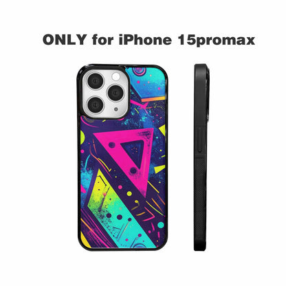 iPhone 15 Pro Max Case — Memphis Squiggles Triangles Dots, Custom Print Case Cover