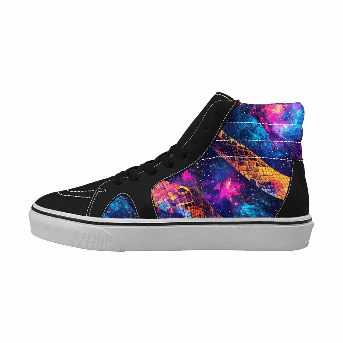 MEN'S Galaxy Snake Print High Top Canvas Vivid Custom Shoes