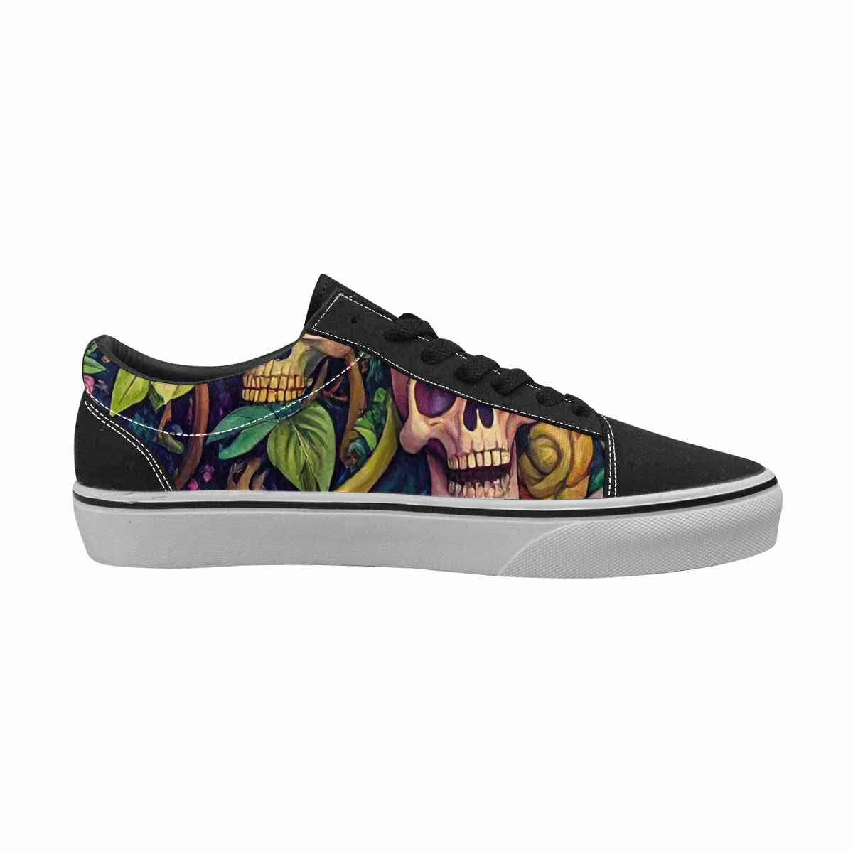 WOMEN'S Skulls  Botanical Skulls Lace-Up Canvas Neon Fantasy Custom Shoes