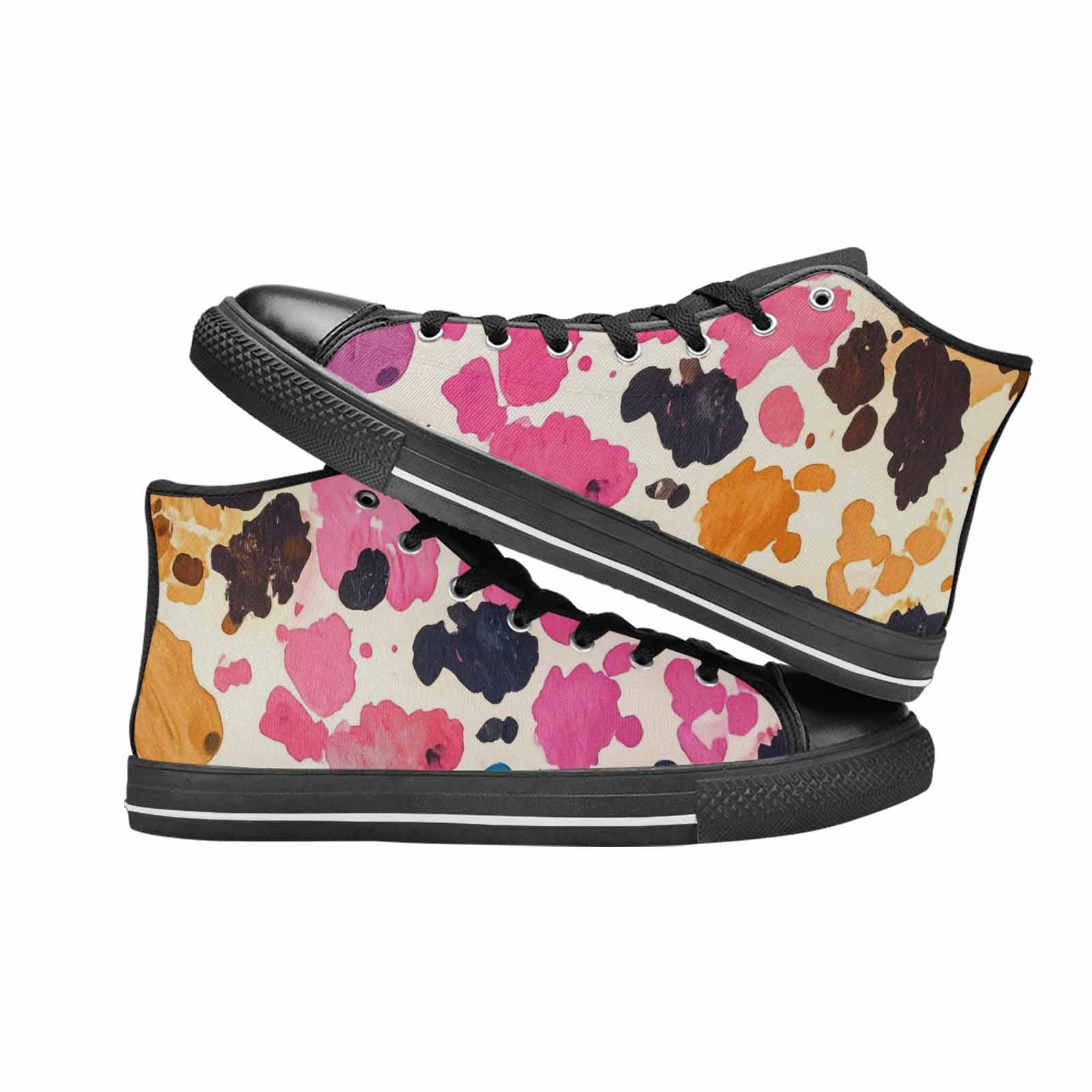MEN'S Cow Animal Print High Top Canvas Surreal Custom Shoes