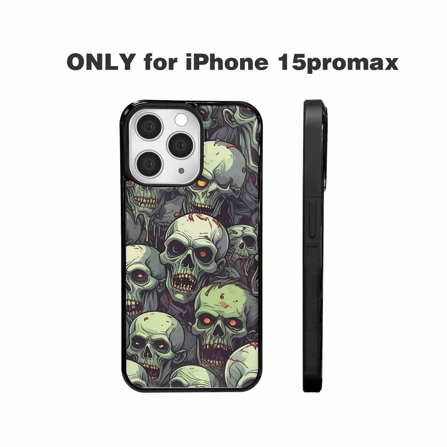 iPhone 15 Pro Max Case — Zombie Head Pattern Hundreds Of Small, Custom Print Case Cover
