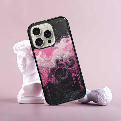 iPhone 16 Pro Case — Van Gogh Swirl Black Pink Ink, Custom Print Case Cover
