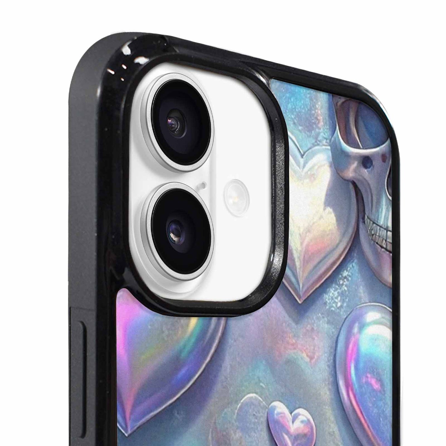 iPhone 17 Case — Iridescent Hearts Skull Gothic Skulls, Customized Protective Case