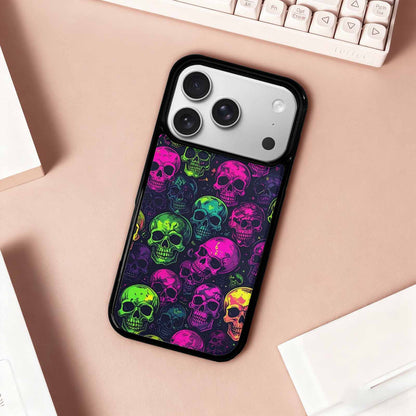 iPhone 17 Pro Case — Skulls Neon Punk Small Skull Gothic, Original Design Phone Case