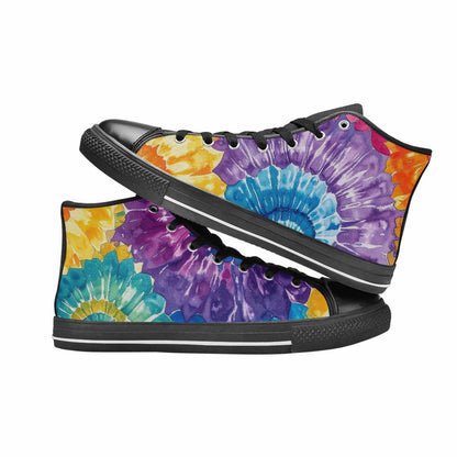 MEN'S Tie Dye Swirl High Top Canvas Wallpaper Art Custom Sneakers