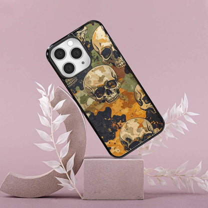 iPhone 15 Pro Max Case — Military Camo Skull Custom, Personalized Phone Case