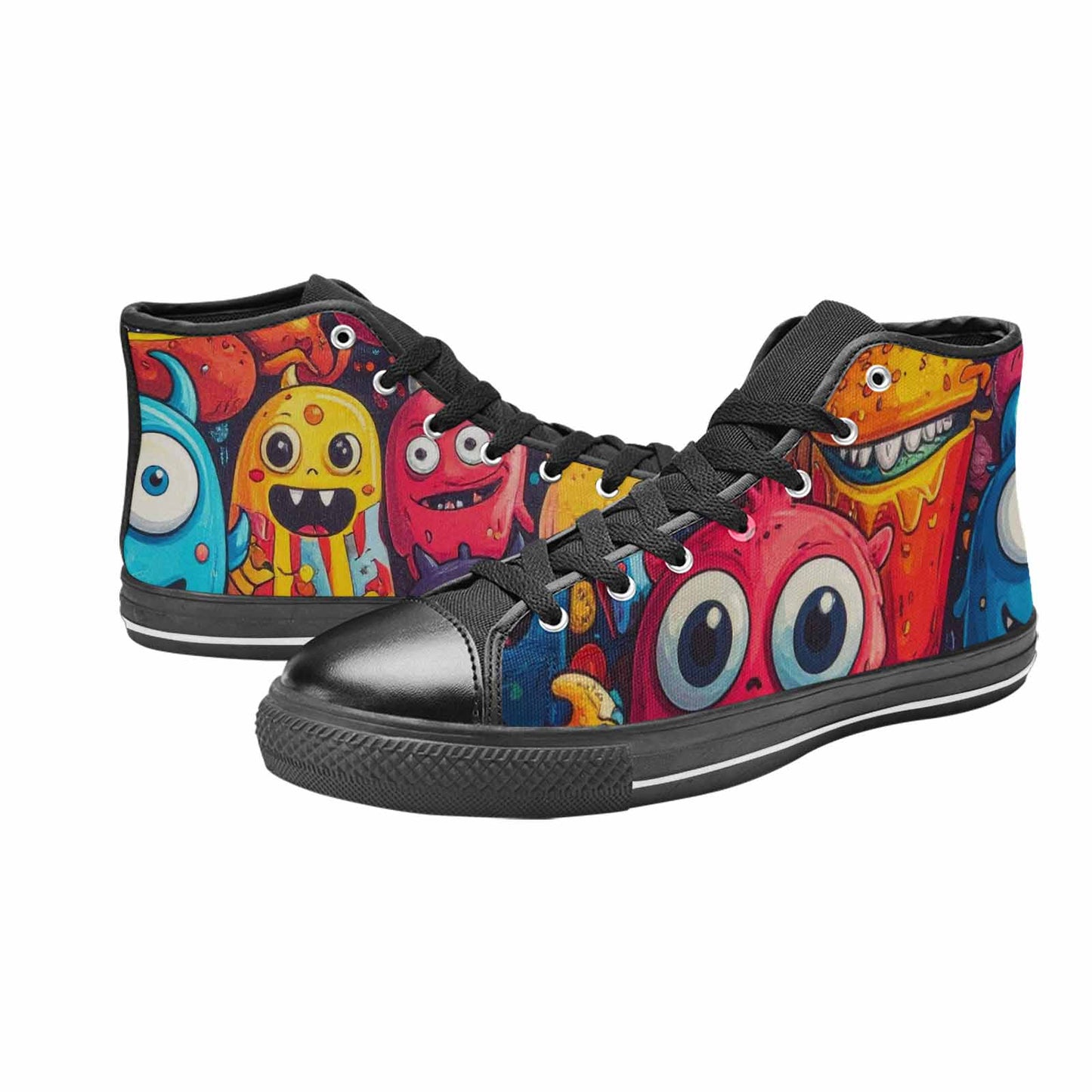 MEN'S Cartoon Monster Character High Top Canvas Neon Fantasy Shoes