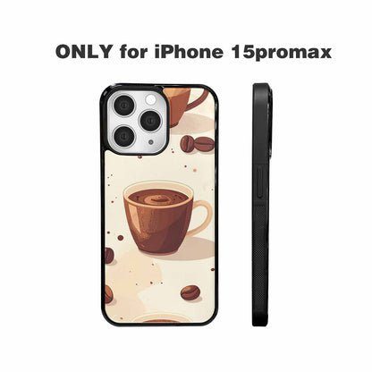 iPhone 15 Pro Max Case — Coffee Cup And Bean Pattern Seamless, Original Design Phone Case