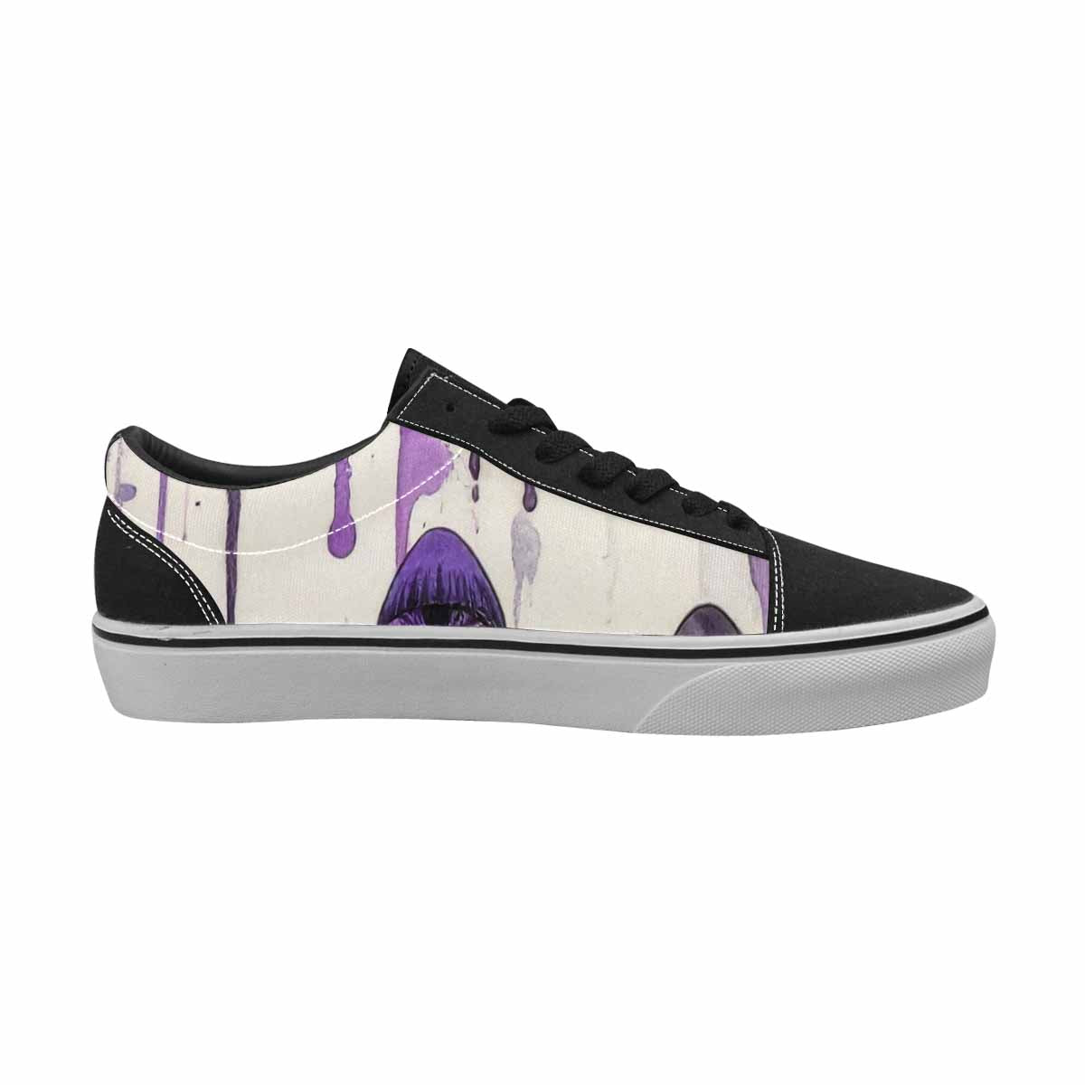 WOMEN'S Rainbow Drip Mushrooms Lace-Up Canvas Kaleidoscope Custom Sneakers