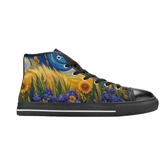 WOMEN'S Van Gogh-Style Swirl High Top Canvas Dreamcore Sneakers