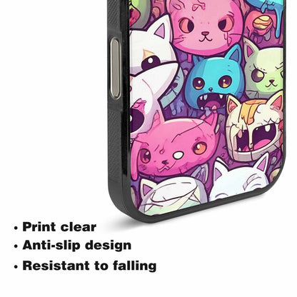 iPhone 16 Pro Case — Pastel Gore Cat Character Pattern Hundreds, Unique Phone Case Design
