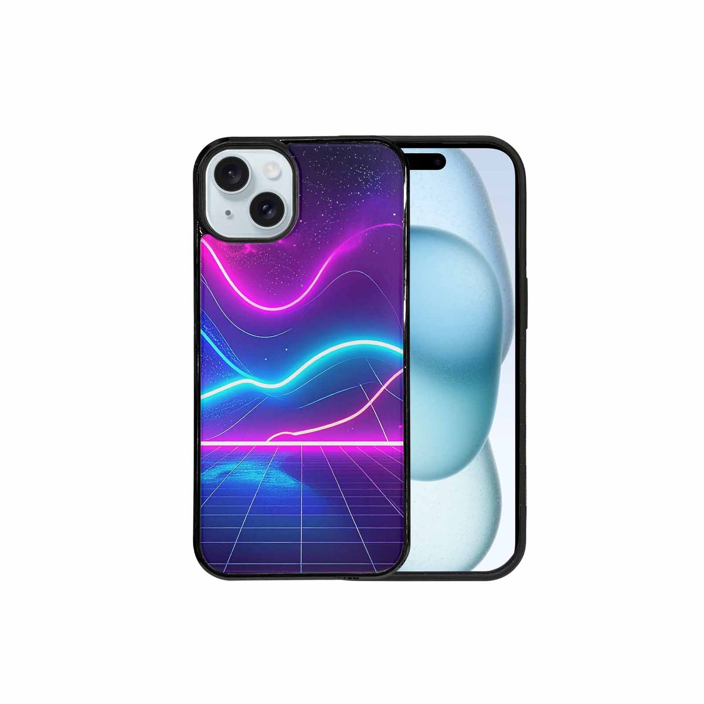 iPhone 15 Plus Case — 1980s Neon Cartoon Art Pattern, Unique Phone Case Design