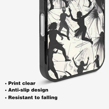 iPhone 16 Plus Case — Bold Dancing Figure Line Art Pattern, Custom Printed Phone Case