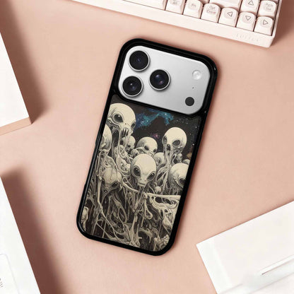 iPhone 17 Pro Case — Melting Aliens Pattern Hundreds Of Alien, Custom Phone Case