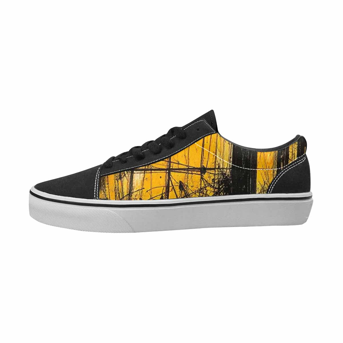WOMEN'S Liminal Black & Red Ink Canvas One Of A Kind Vibrant Chaos Custom Canvas Shoes