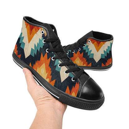 WOMEN'S Southwestern Geometric Diamond High Top Canvas Vivid Sneakers