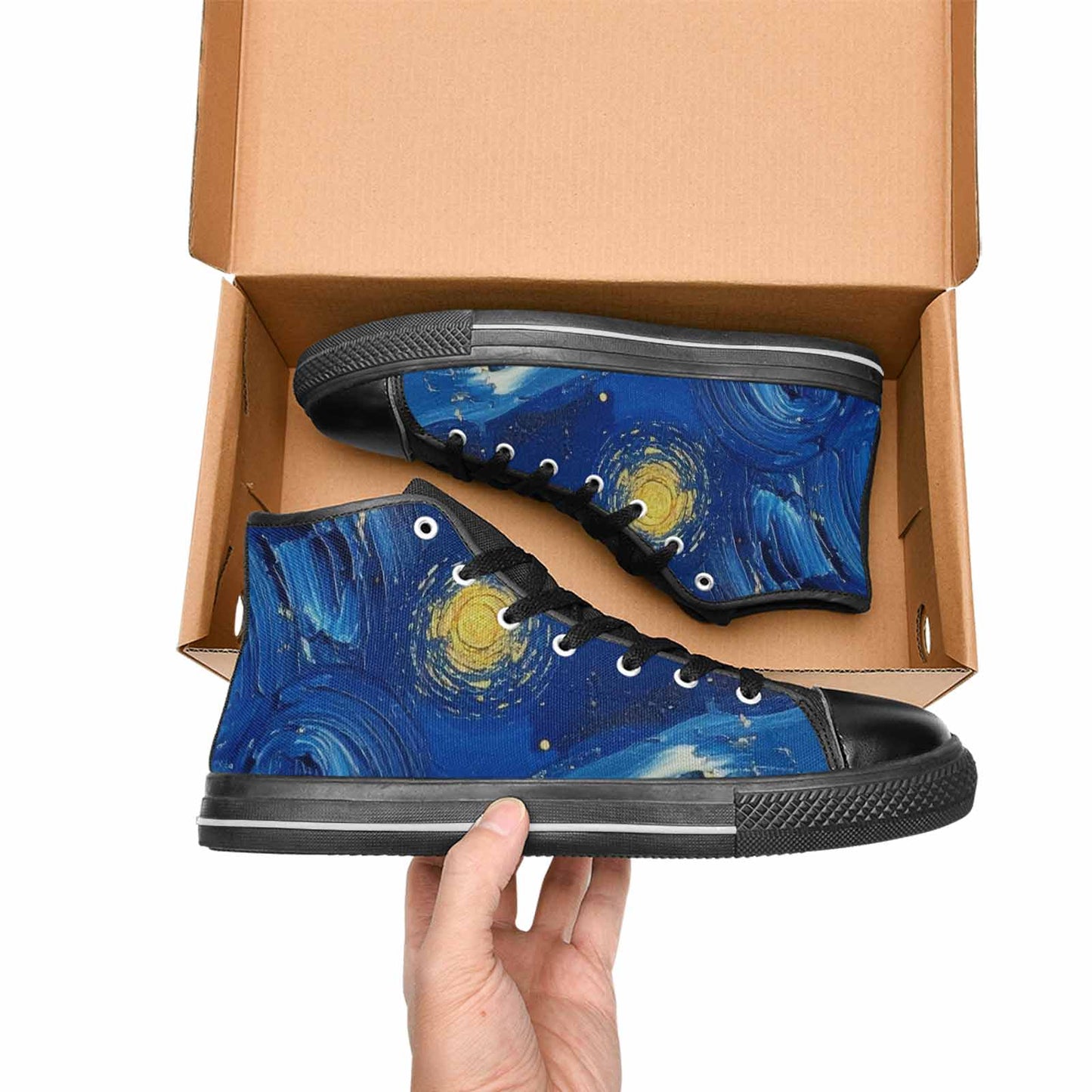 WOMEN'S Starry Night Galaxy High Top Canvas Aesthetic Custom Sneakers
