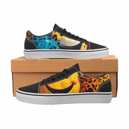 WOMEN'S Smiley Faces Lace-Up Canvas Melting Art Sneakers