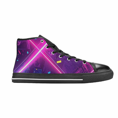 WOMEN'S Neon Grid Confetti High Top Canvas Grunge Sneakers